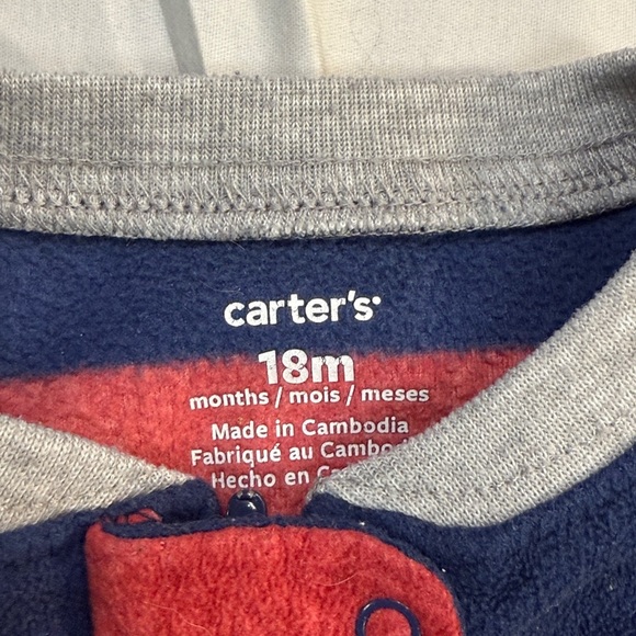 Carter's - 18 M - Navy and Red Fleece Onesie Sleeper - Picture 4 of 4